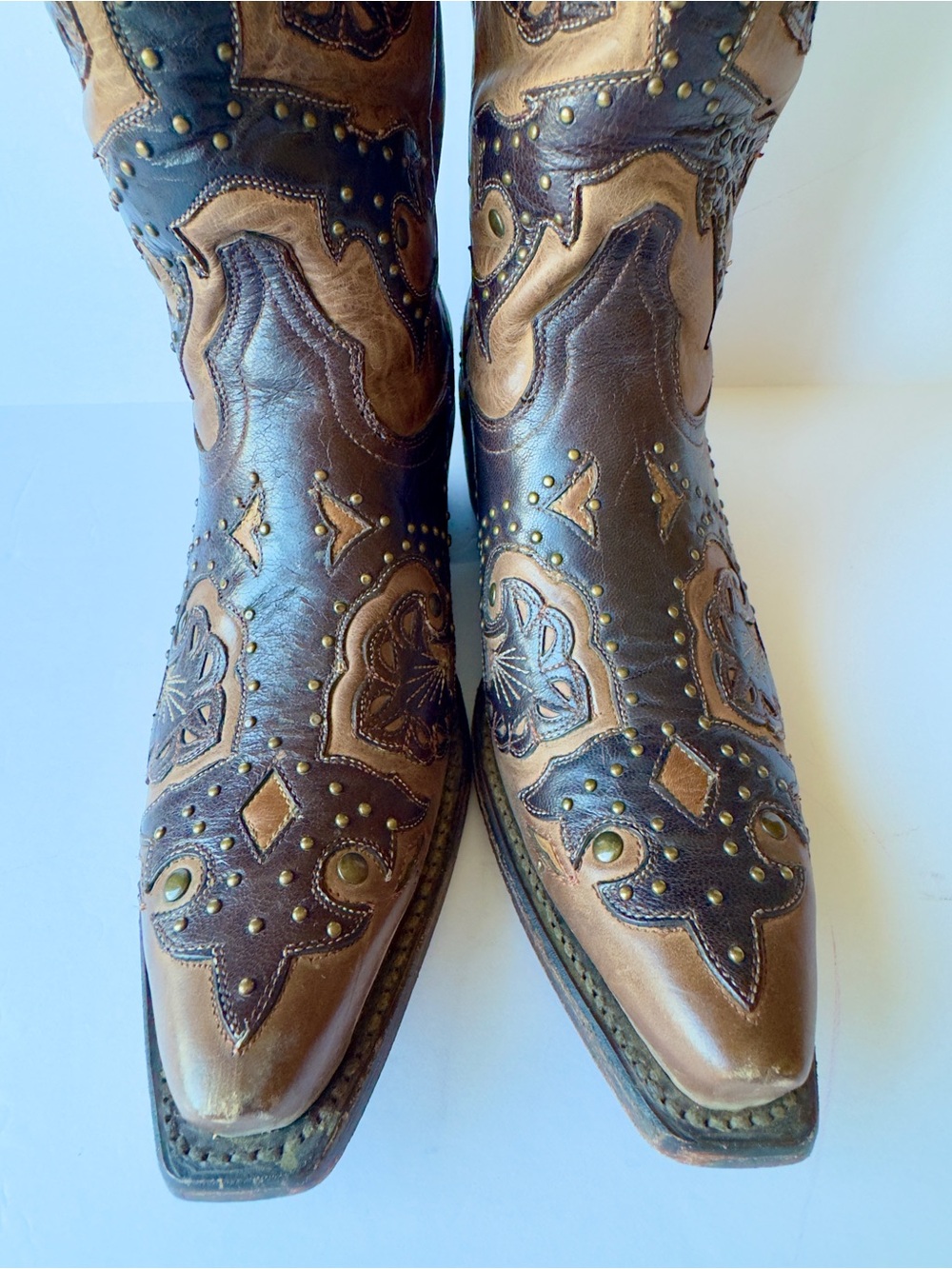 LUCCHESE WOMEN'S HANDMADE 1883 STUDDED FIONA COWGIRL BOOTS - SNIP TOE size 7.5 - Picture 11 of 11